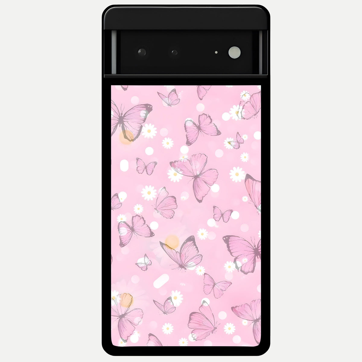  Blush Butterfly Garden Glass Case For Google Pixel 6A back cover – full design glossy printed glass finish