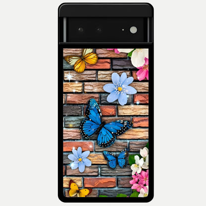  Brick Bloom Flight Glass Case For Google Pixel 6A back cover – full design glossy printed glass finish