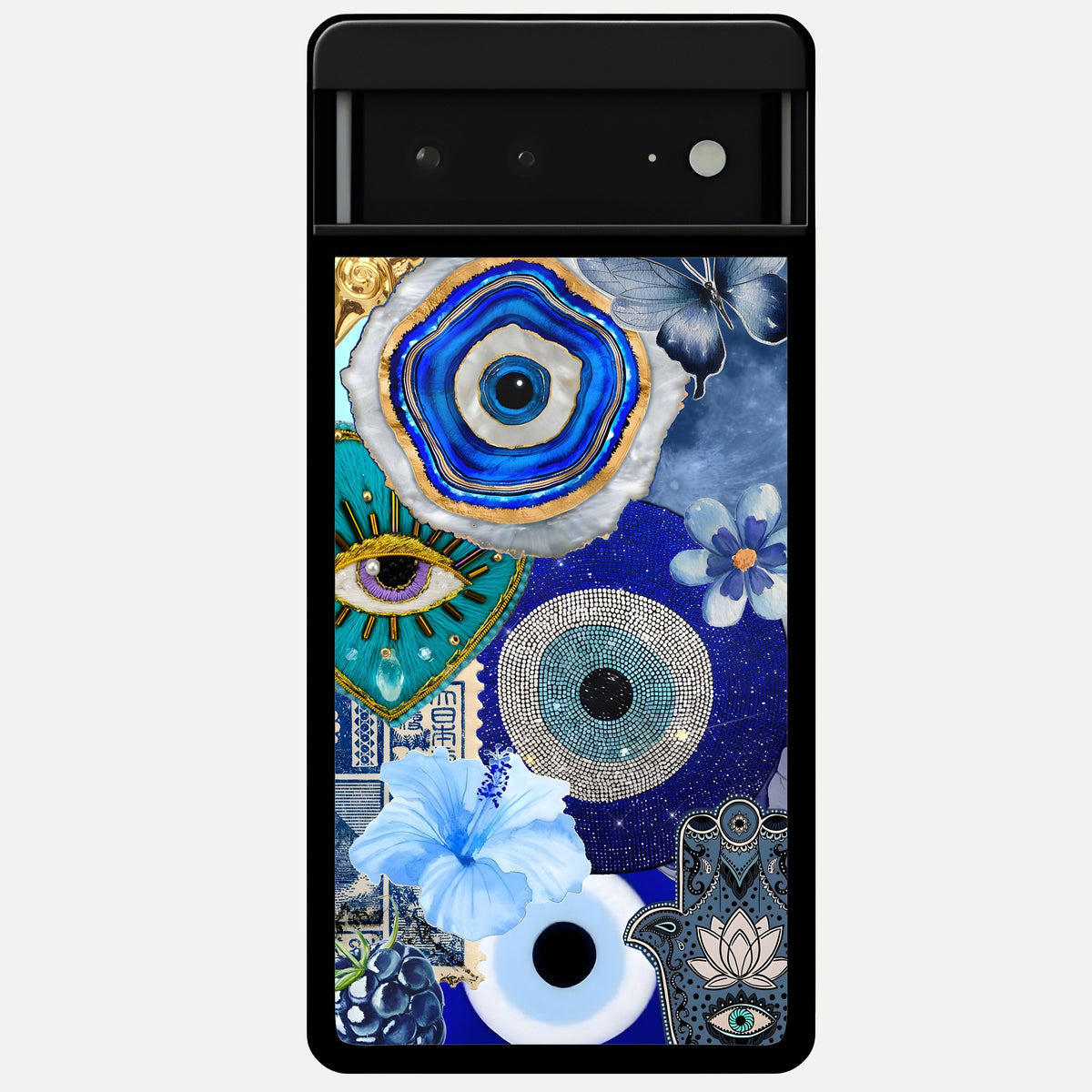  Celestial Blue Vision Glass Case For Google Pixel 6A back cover – full design glossy printed glass finish