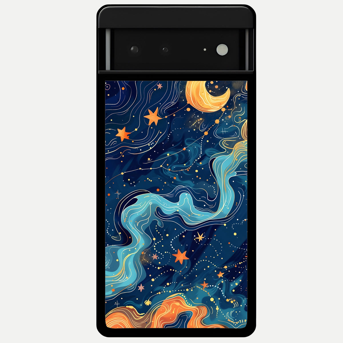  Celestial Dream Flow Glass Case For Google Pixel 6A back cover – full design glossy printed glass finish