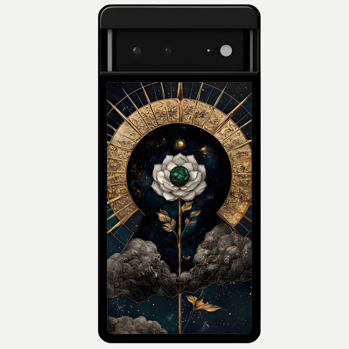  Celestial Lotus Morang Glass Case For Google Pixel 6A back cover – full design glossy printed glass finish