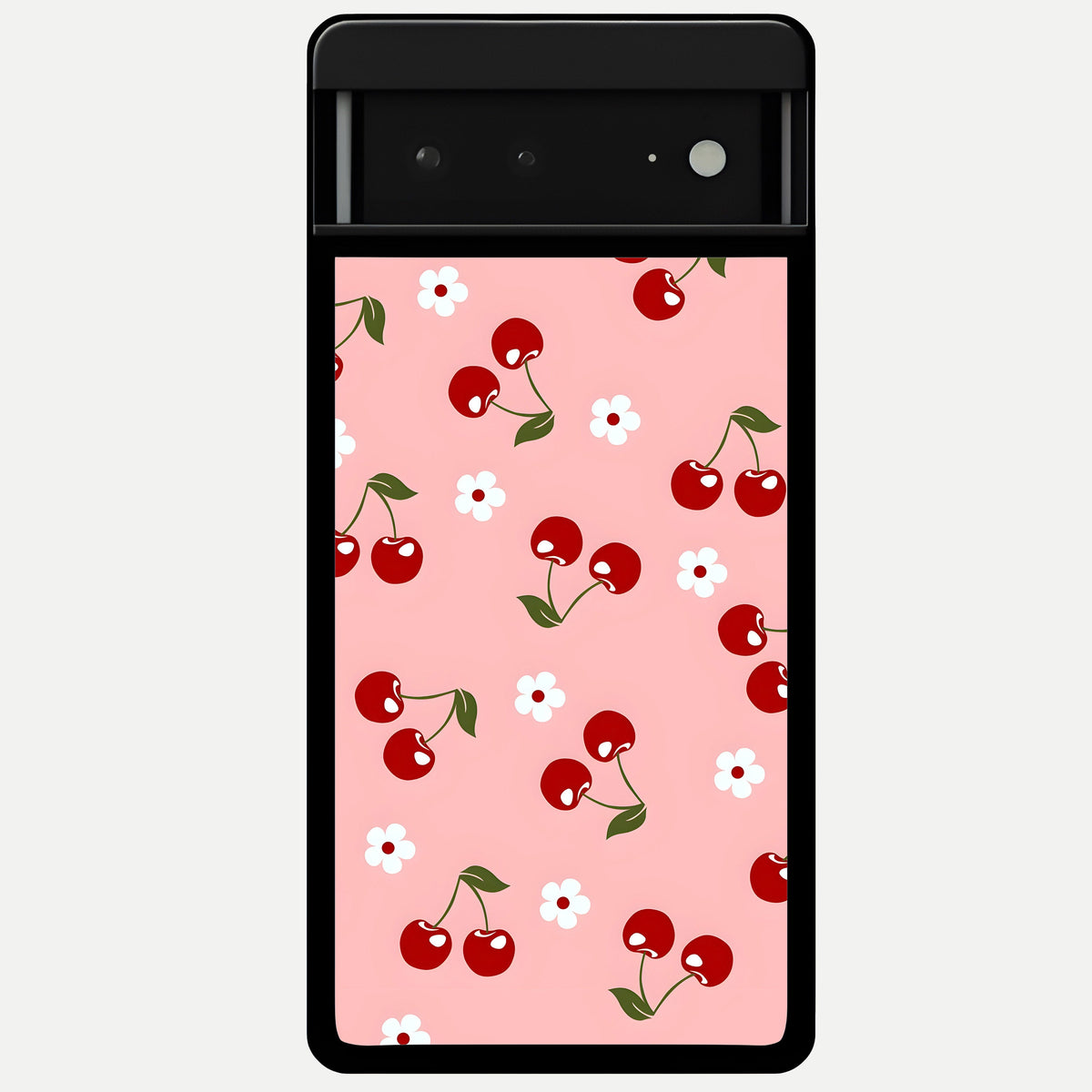  Cherry Love Mood Glass Case For Google Pixel 6A back cover – full design glossy printed glass finish