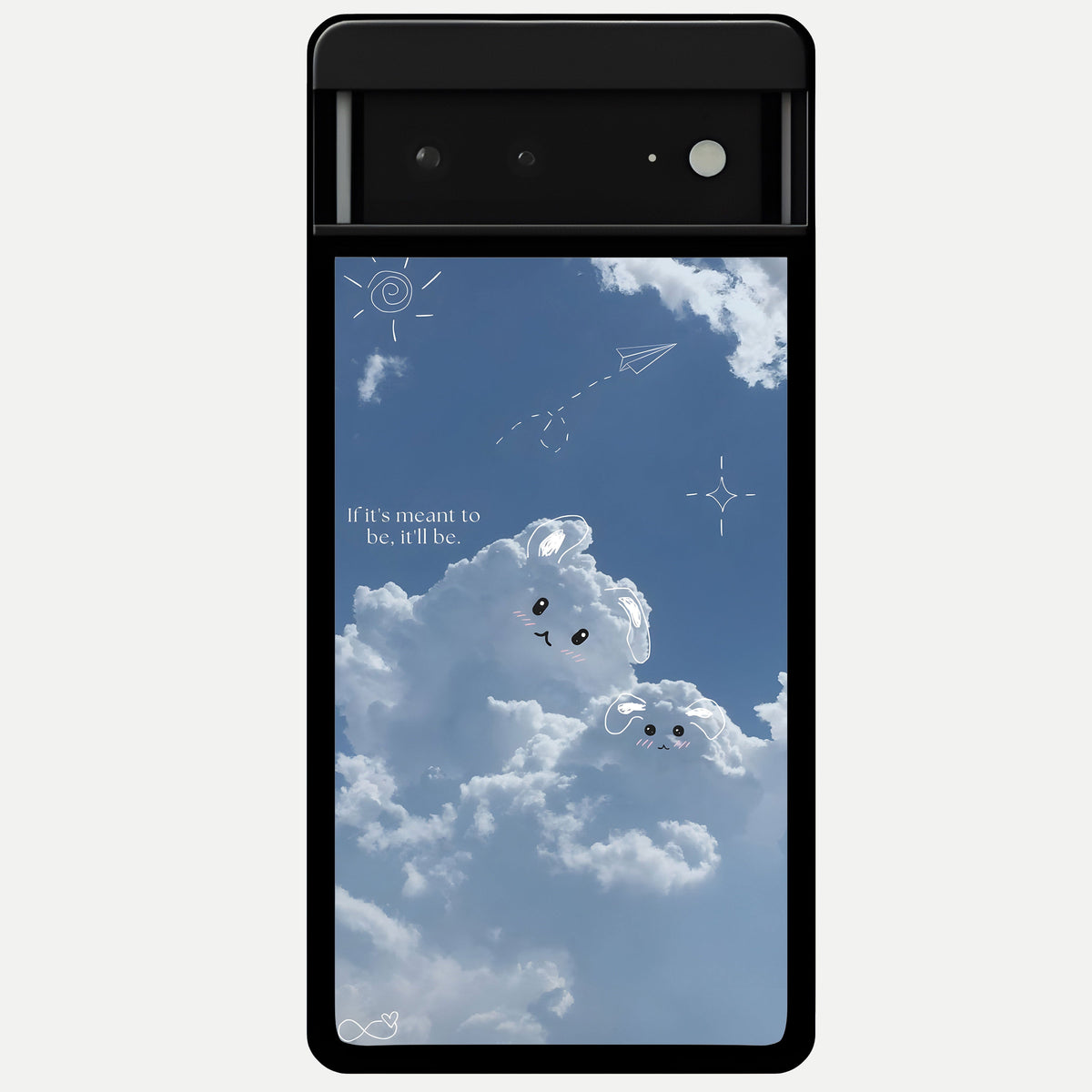  Cloud Bunny Dreams Glass Case For Google Pixel 6A back cover – full design glossy printed glass finish