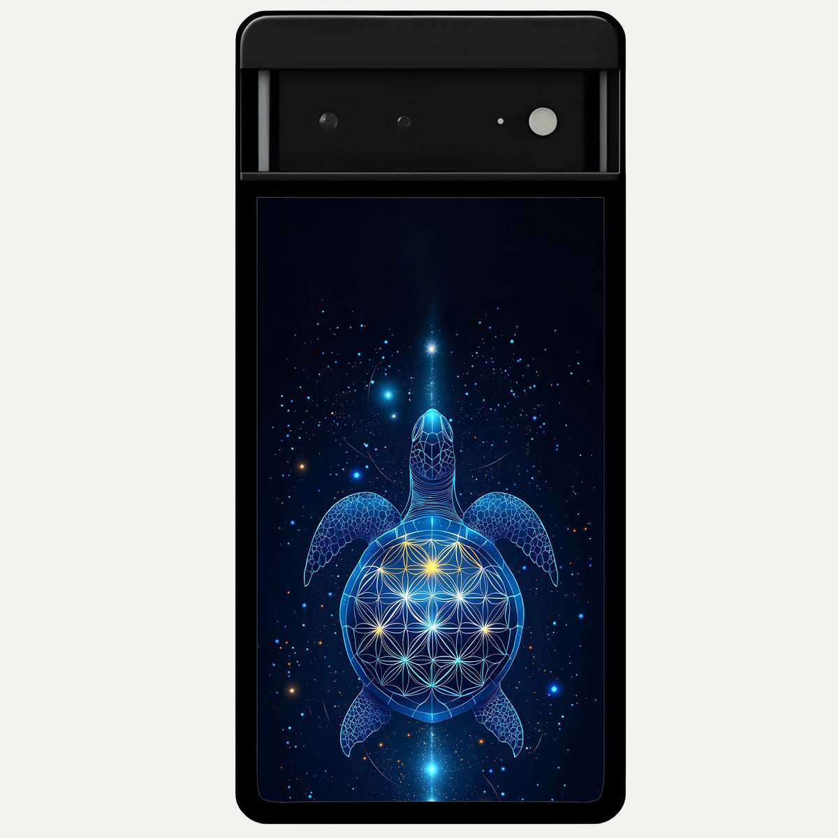  Crimson Blue Turtle Glass Case For Google Pixel 6A back cover – full design glossy printed glass finish