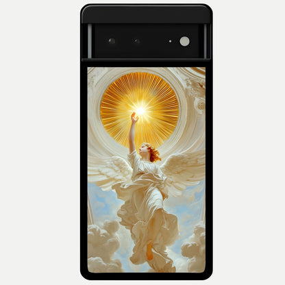  Divine Light Angel Glass Case For Google Pixel 6A back cover – full design glossy printed glass finish