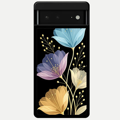  Flower Bloom Glow Glass Case For Google Pixel 6A back cover – full design glossy printed glass finish