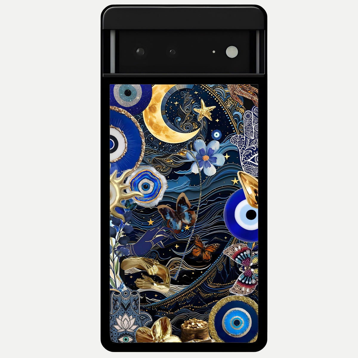  Golden Moon Magic Glass Case For Google Pixel 6A back cover – full design glossy printed glass finish