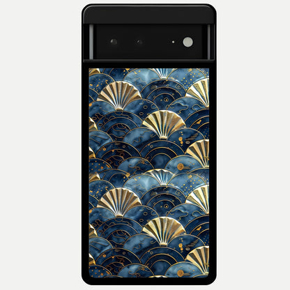  Golden Wave Luxe Glass Case For Google Pixel 6A back cover – full design glossy printed glass finish