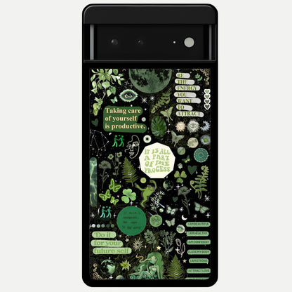  Green Mandala Pattern Glass Case For Google Pixel 6A back cover – full design glossy printed glass finish
