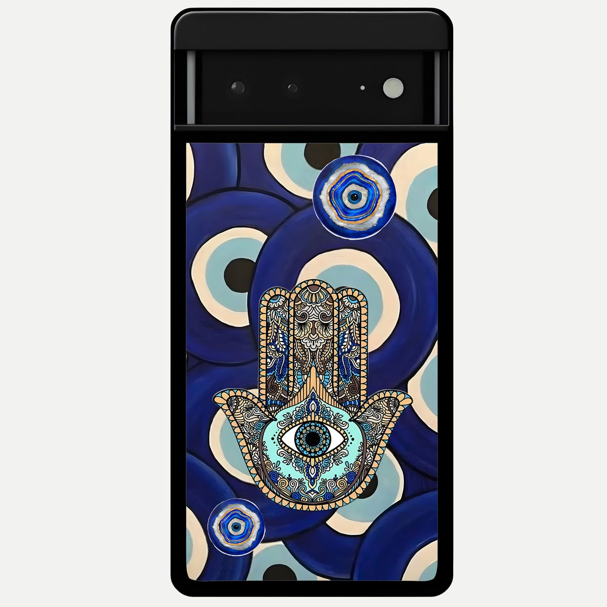  Hamsa Divine Guard Glass Case For Google Pixel 6A back cover – full design glossy printed glass finish