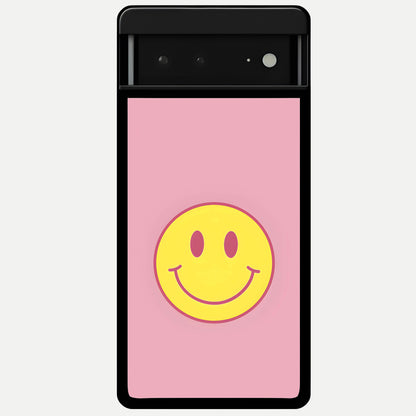  Happy Pink Mood Glass Case For Google Pixel 6A back cover – full design glossy printed glass finish