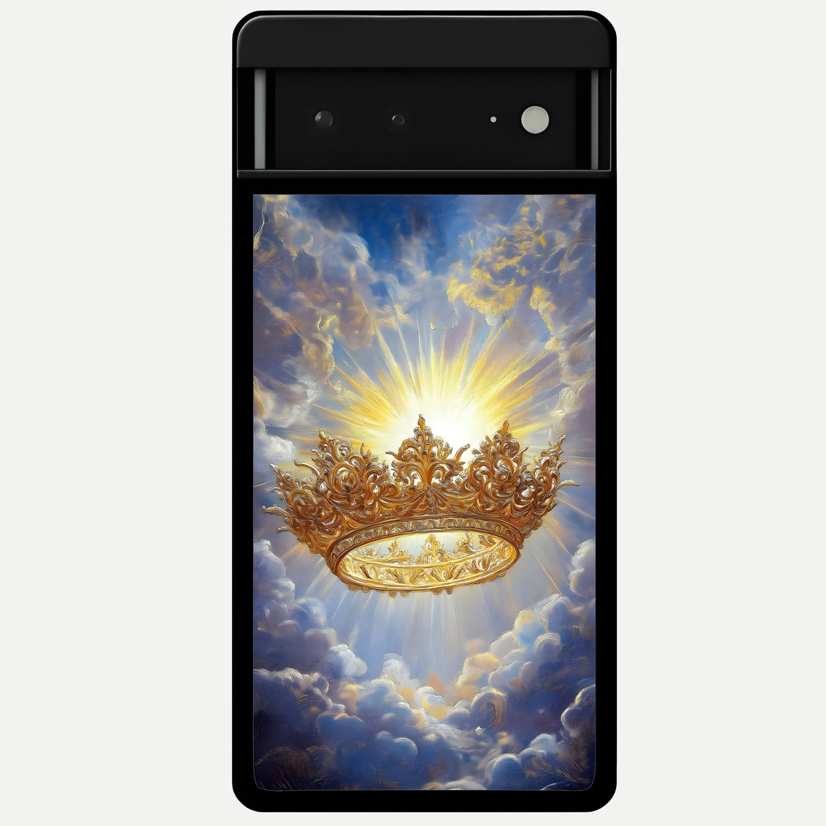  Heavenly Crown Light Glass Case For Google Pixel 6A back cover – full design glossy printed glass finish