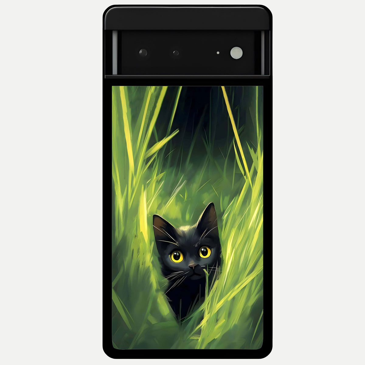  Hidden Cat Whisper Glass Case For Google Pixel 6A back cover – full design glossy printed glass finish