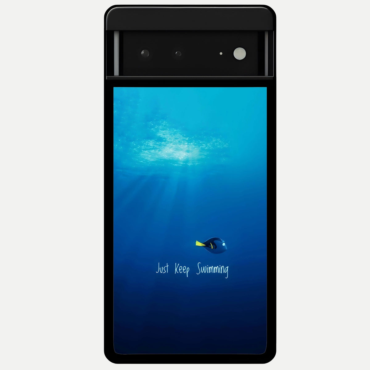  Just Keep Swimming Glass Case For Google Pixel 6A back cover – full design glossy printed glass finish