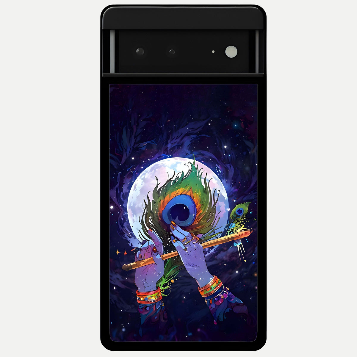  Krishna Hands Art Glass Case For Google Pixel 6A back cover – full design glossy printed glass finish