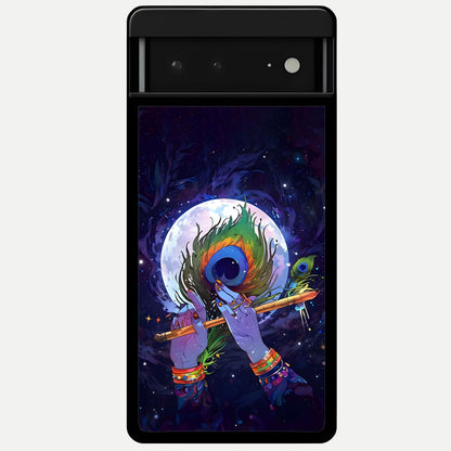  Krishna Hands Art Glass Case For Google Pixel 6A back cover – full design glossy printed glass finish