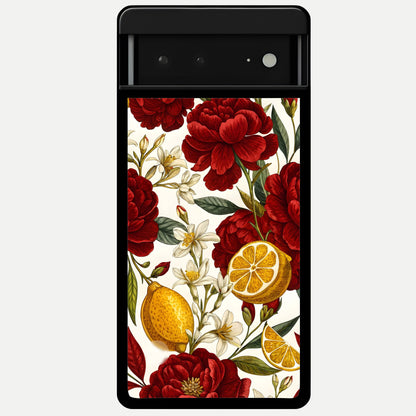  Lemon Rose Charm Glass Case For Google Pixel 6A back cover – full design glossy printed glass finish