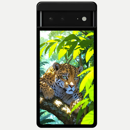  Leopard in Jungle Glass Case For Google Pixel 6A back cover – full design glossy printed glass finish
