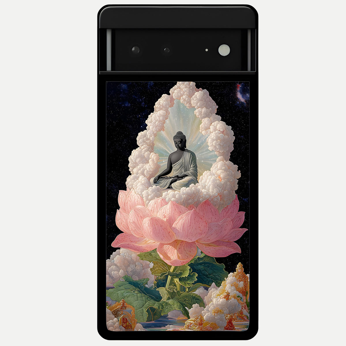 Lotus Divine Peace Glass Case For Google Pixel 6A back cover – full design glossy printed glass finish