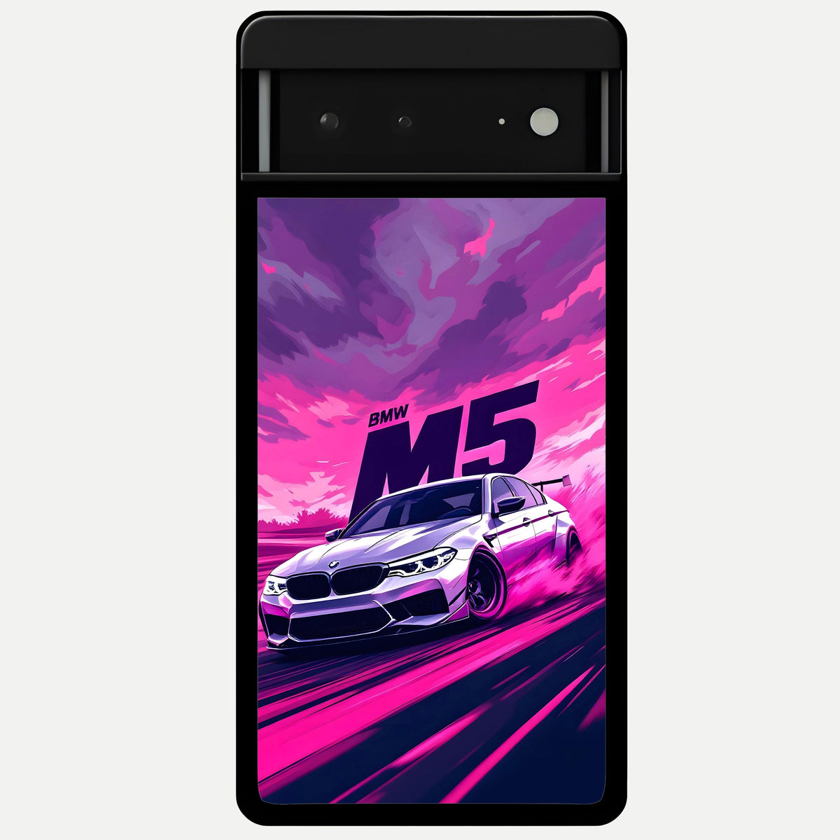  MS Neon Car Glass Case For Google Pixel 6A back cover – full design glossy printed glass finish