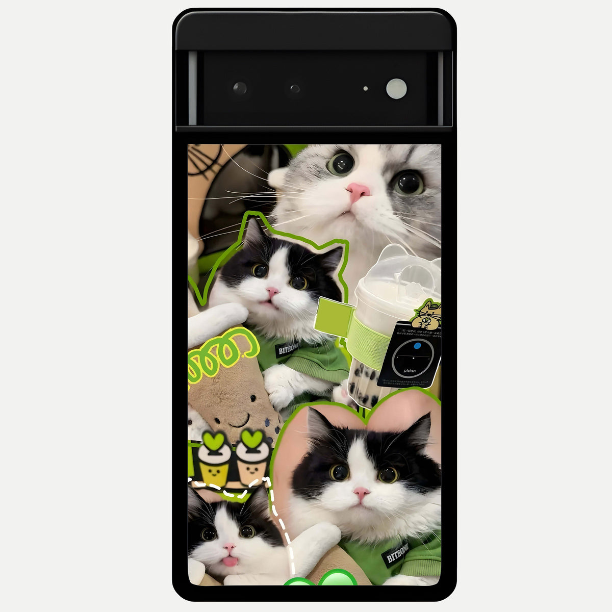  Matcha Cats Mood Glass Case For Google Pixel 6A back cover – full design glossy printed glass finish