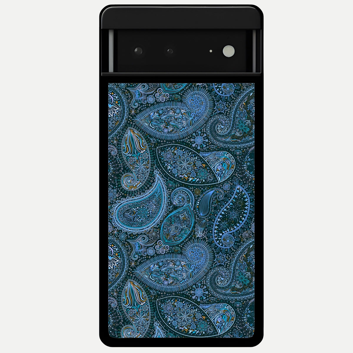  Midnight Paisley Glow Glass Case For Google Pixel 6A back cover – full design glossy printed glass finish