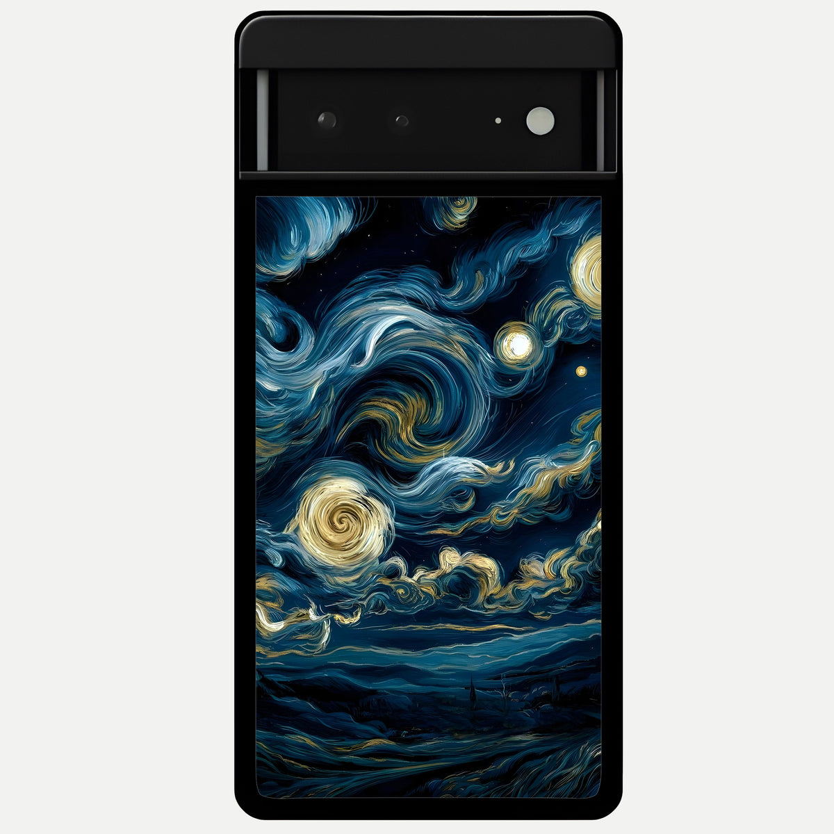  Midnight Sky Whirl Glass Case For Google Pixel 6A back cover – full design glossy printed glass finish