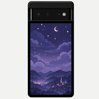  Minimal Night View Glass Case For Google Pixel 6A back cover – full design glossy printed glass finish