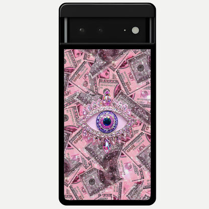 Money Eye Luxe Glass Case For Google Pixel 6A back cover – full design glossy printed glass finish