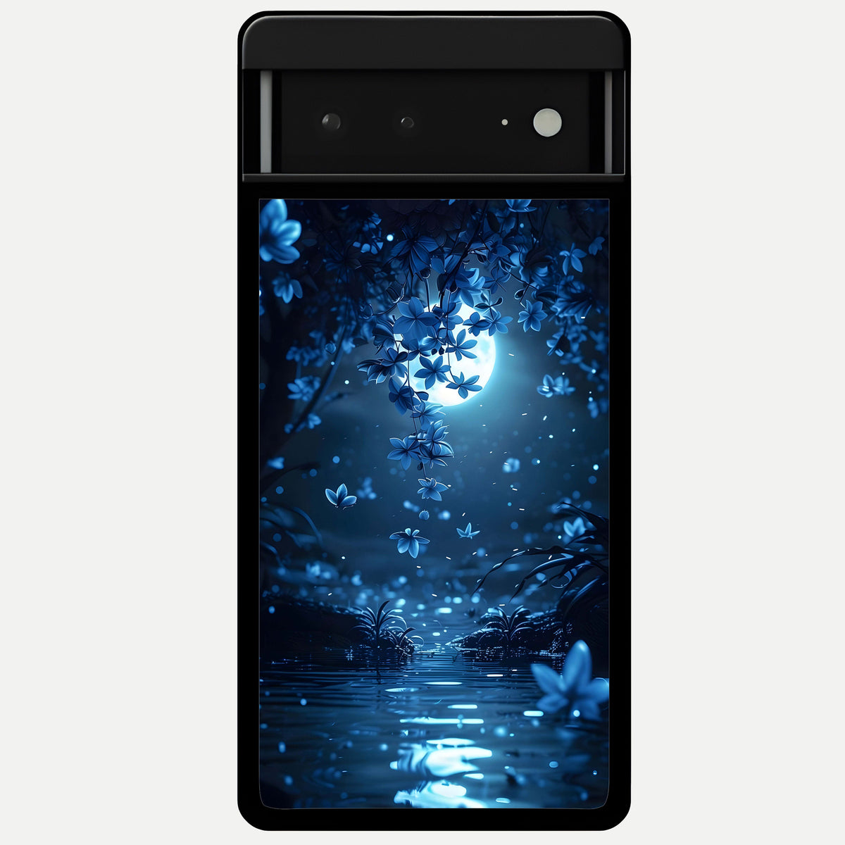  Moonlight Petal Dream Glass Case For Google Pixel 6A back cover – full design glossy printed glass finish