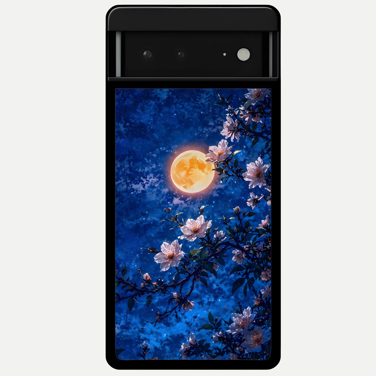  Moonlit Blossoms Night Glass Case For Google Pixel 6A back cover – full design glossy printed glass finish