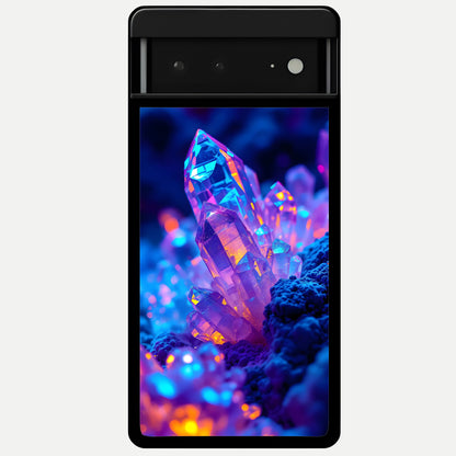  Neon Aura Shards Glass Case For Google Pixel 6A back cover – full design glossy printed glass finish