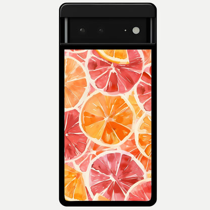  Orange Fruits Pattern Glass Case For Google Pixel 6A back cover – full design glossy printed glass finish