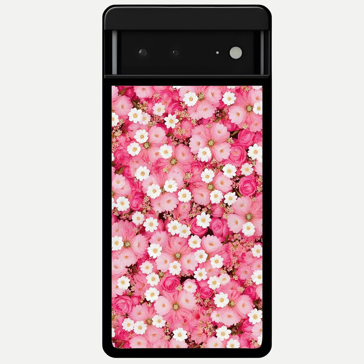  Pink Daisy Bliss Glass Case For Google Pixel 6A back cover – full design glossy printed glass finish
