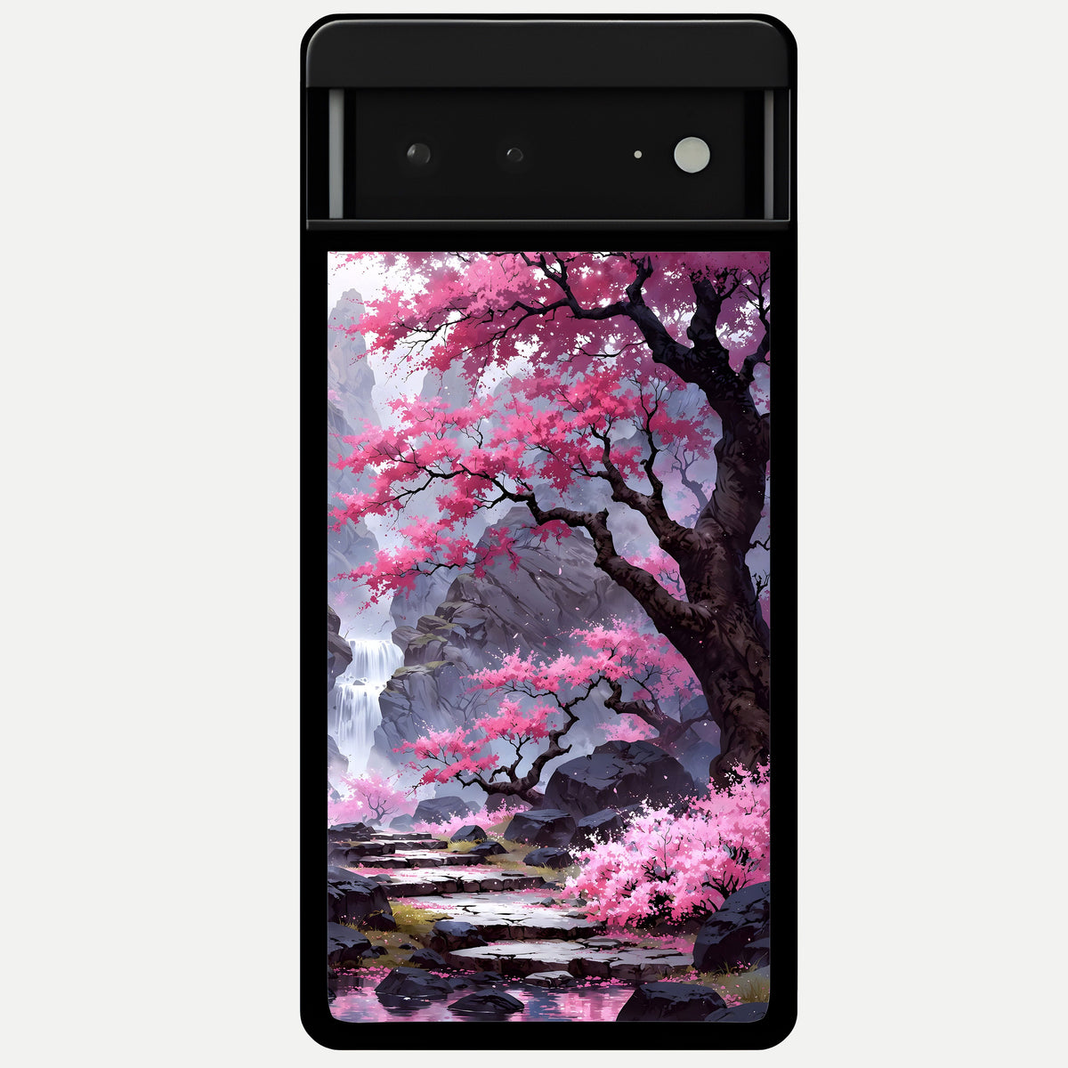  Pink Sunflower Glow Glass Case For Google Pixel 6A back cover – full design glossy printed glass finish