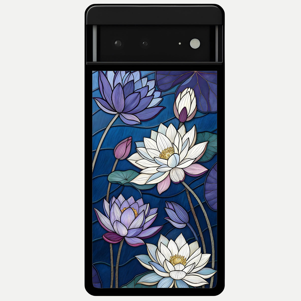  Purple Lotus Stained Glass Case For Google Pixel 6A back cover – full design glossy printed glass finish