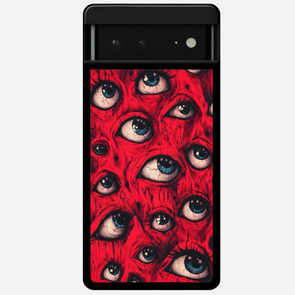  Red Eyes Pattern Glass Case For Google Pixel 6A back cover – full design glossy printed glass finish