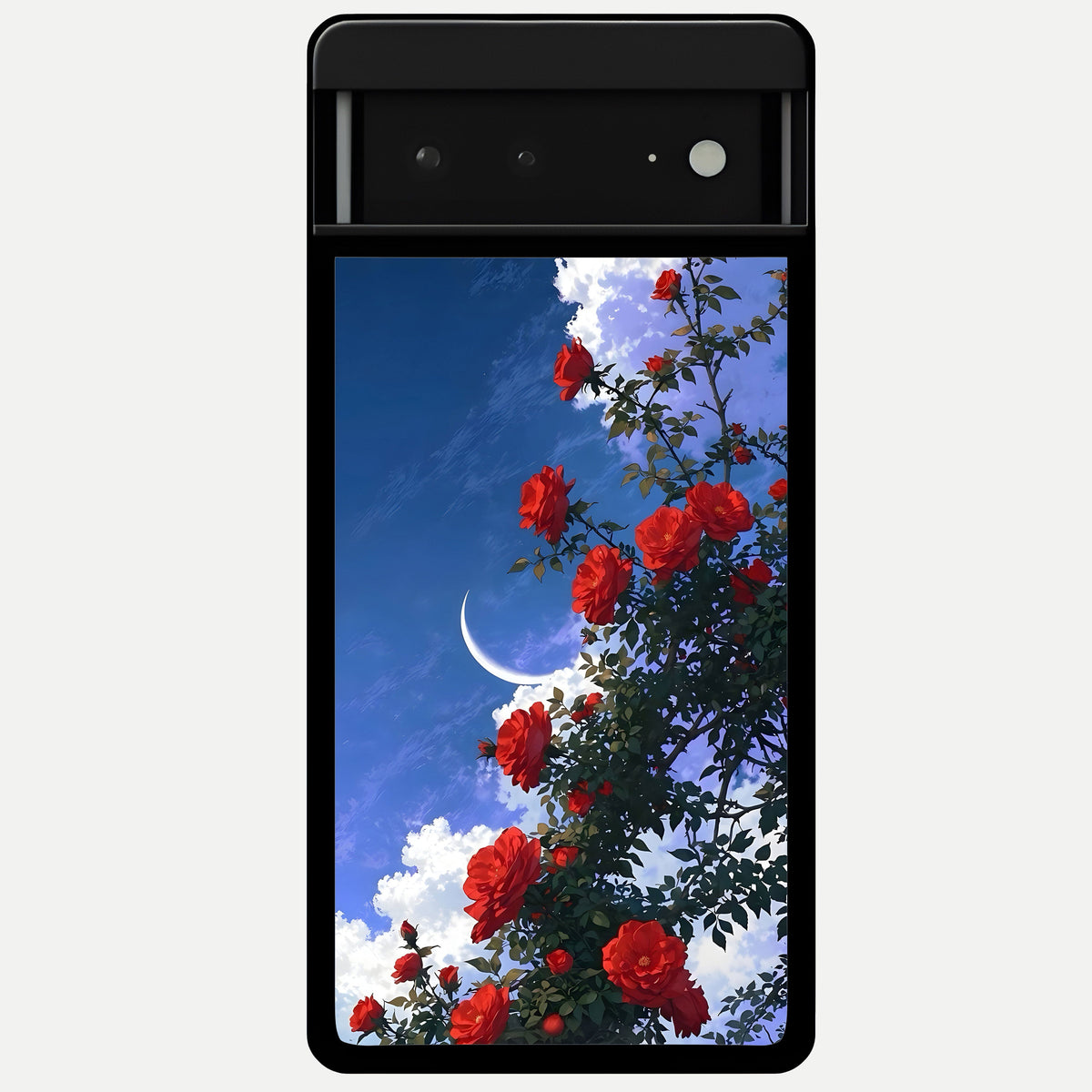  Rose Drift Flowers Glass Case For Google Pixel 6A back cover – full design glossy printed glass finish