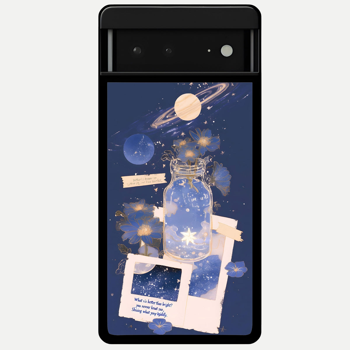 Starlit Cosmic Jar Glass Case For Google Pixel 6A back cover – full design glossy printed glass finish