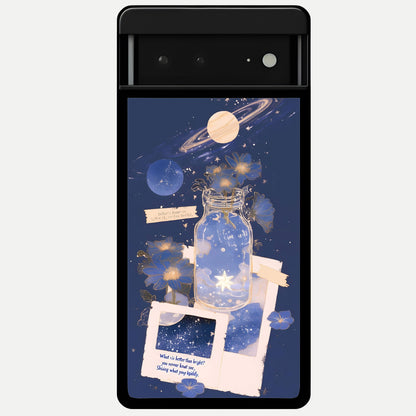  Starlit Cosmic Jar Glass Case For Google Pixel 6A back cover – full design glossy printed glass finish