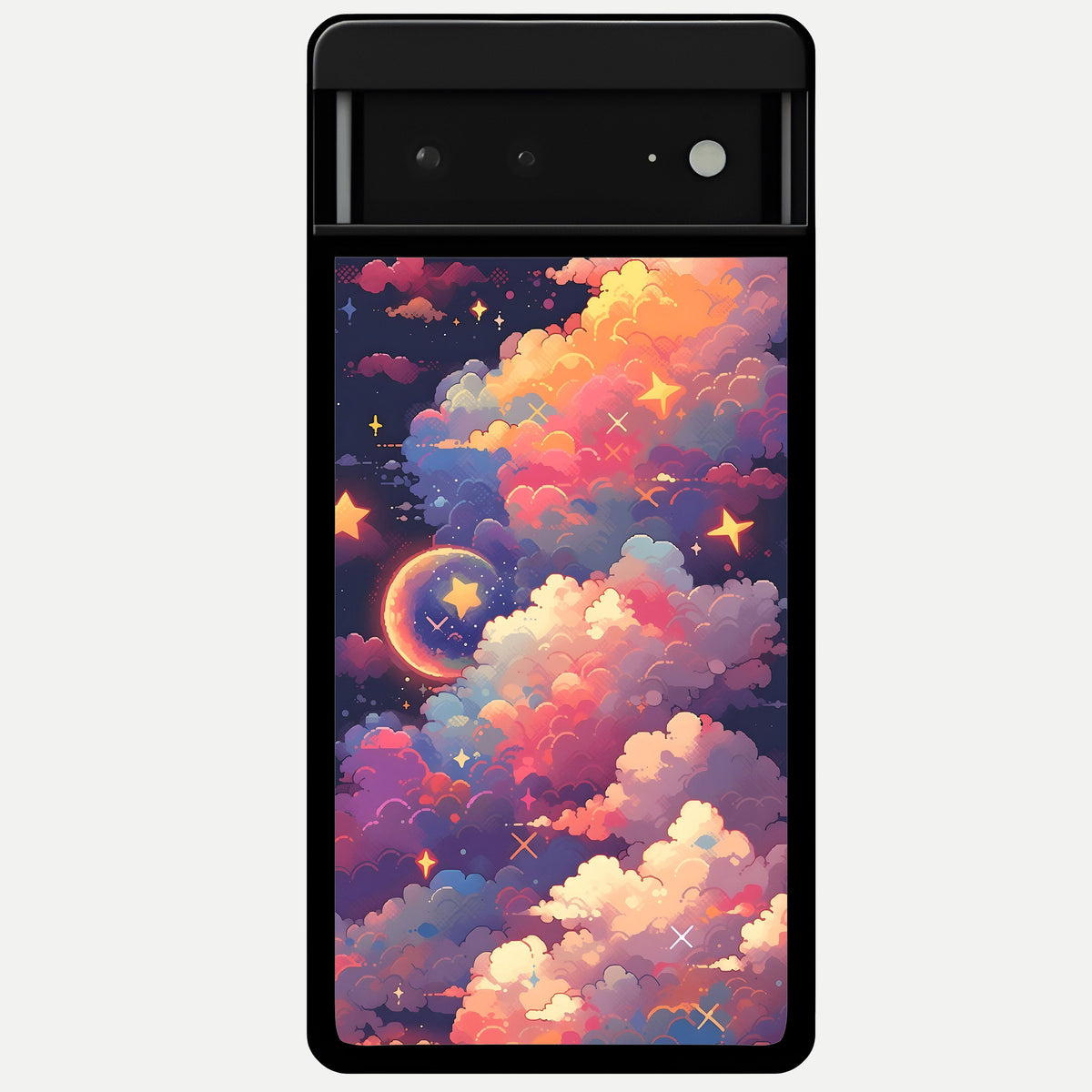  Starlit Dream Clouds Glass Case For Google Pixel 6A back cover – full design glossy printed glass finish