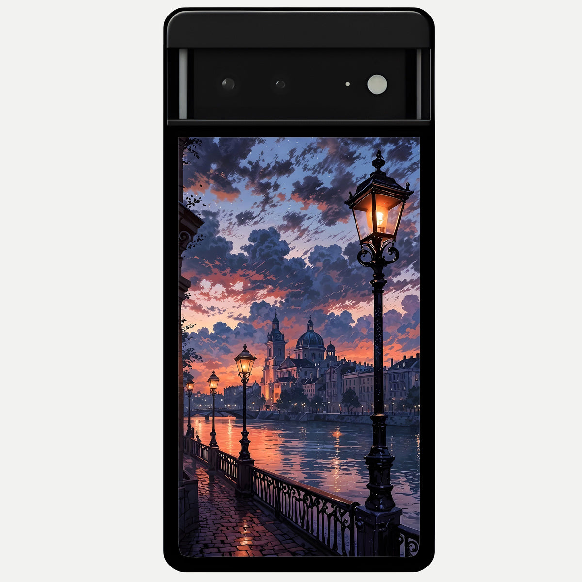  Twilight River Lights Glass Case For Google Pixel 6A back cover – full design glossy printed glass finish