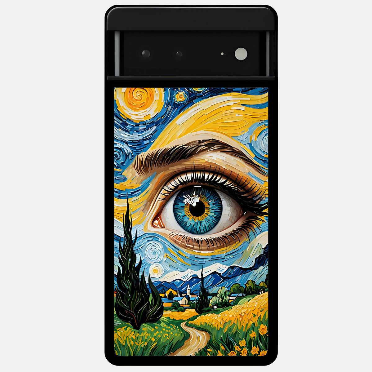  Van Gogh Eye Glass Case For Google Pixel 6A back cover – full design glossy printed glass finish