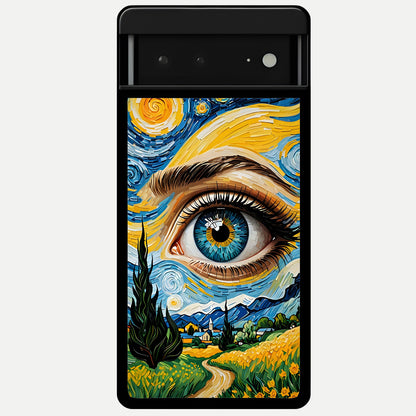  Van Gogh Eye Glass Case For Google Pixel 6A back cover – full design glossy printed glass finish