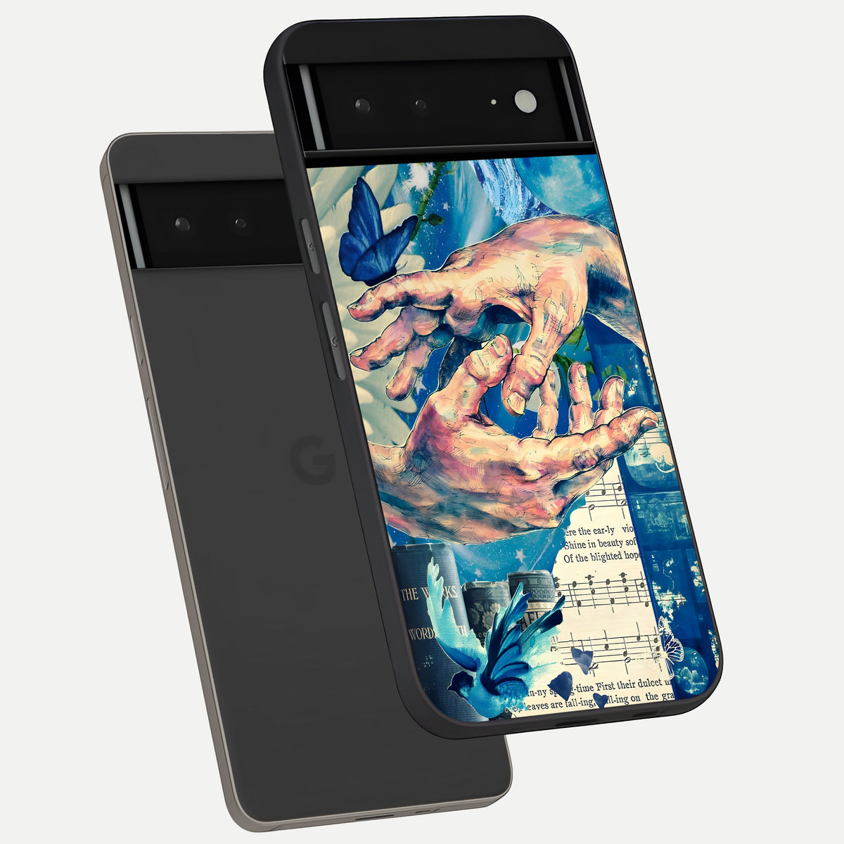  Aesthetic Divider phone case For Google Pixel 6A showing premium glass back cover with detailed artwork