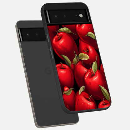  Apple Pattern phone case For Google Pixel 6A showing premium glass back cover with detailed artwork