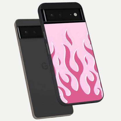  Blush Flame Energy phone case For Google Pixel 6A showing premium glass back cover with detailed artwork