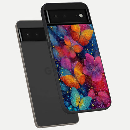  Butterfly Dream Mist phone case For Google Pixel 6A showing premium glass back cover with detailed artwork