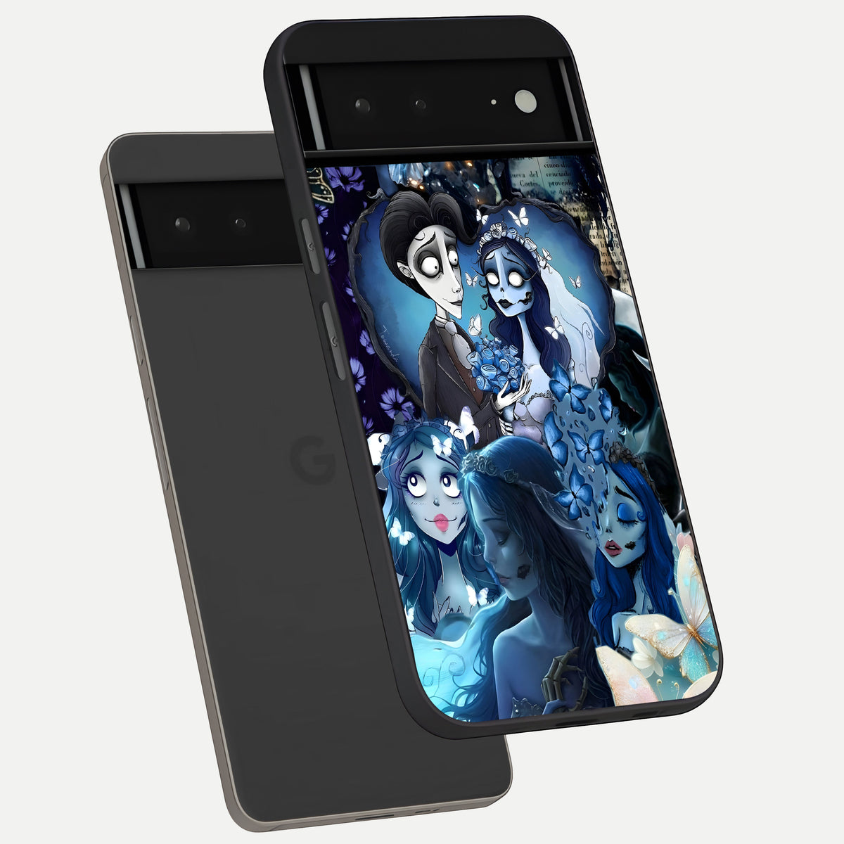  Butterfly Ghost Soul phone case For Google Pixel 6A showing premium glass back cover with detailed artwork