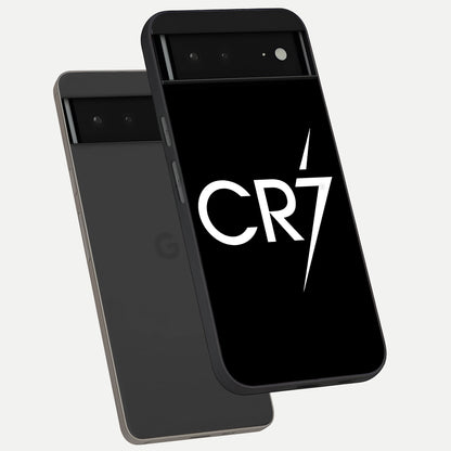  CR7 Elite Strike phone case For Google Pixel 6A showing premium glass back cover with detailed artwork